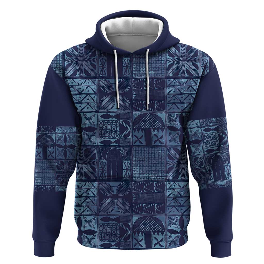 Yoruba Adire Eleko Patterns Hoodie Indigo Vintage