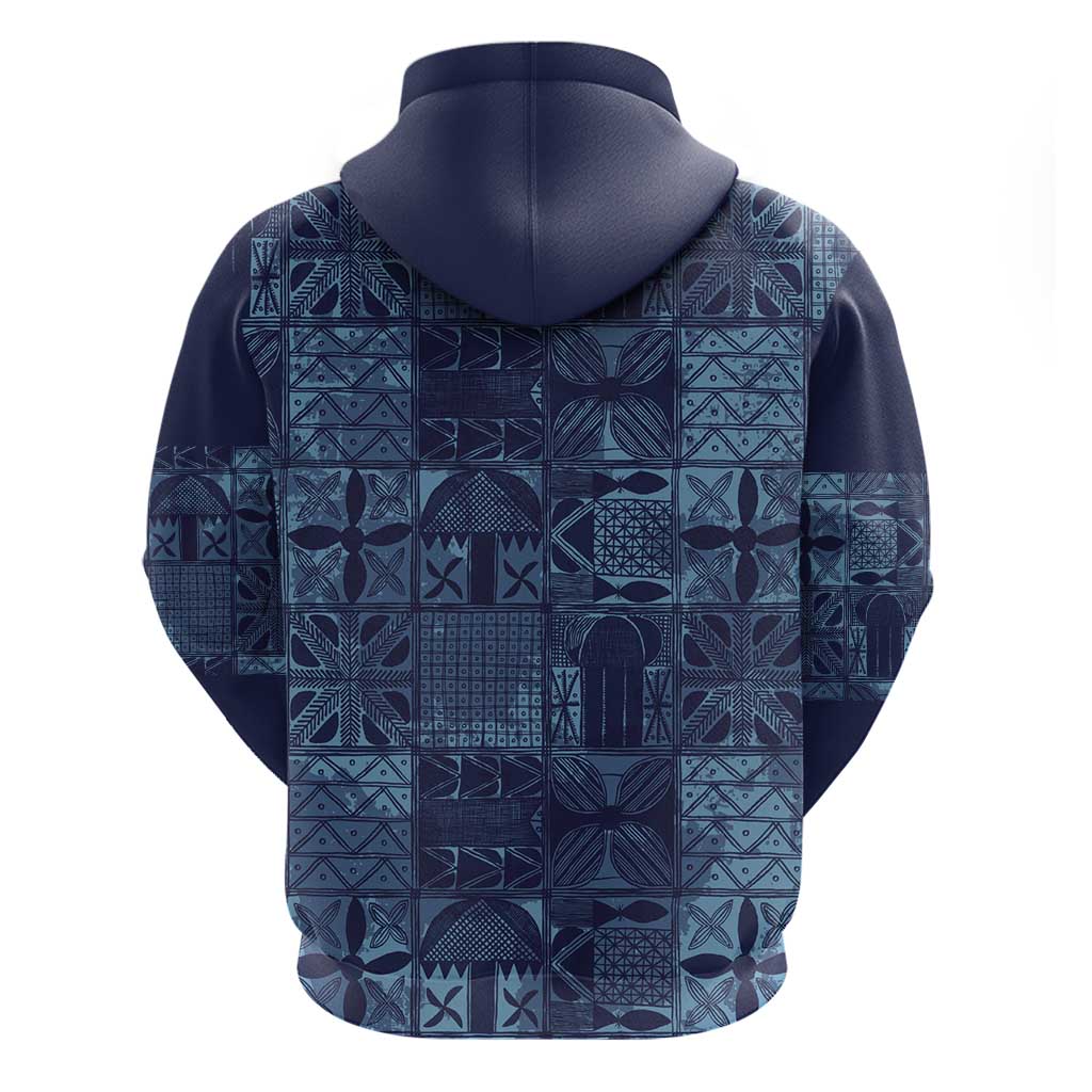 Yoruba Adire Eleko Patterns Hoodie Indigo Vintage