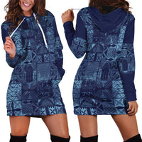 Yoruba Adire Eleko Patterns Hoodie Dress Indigo Vintage