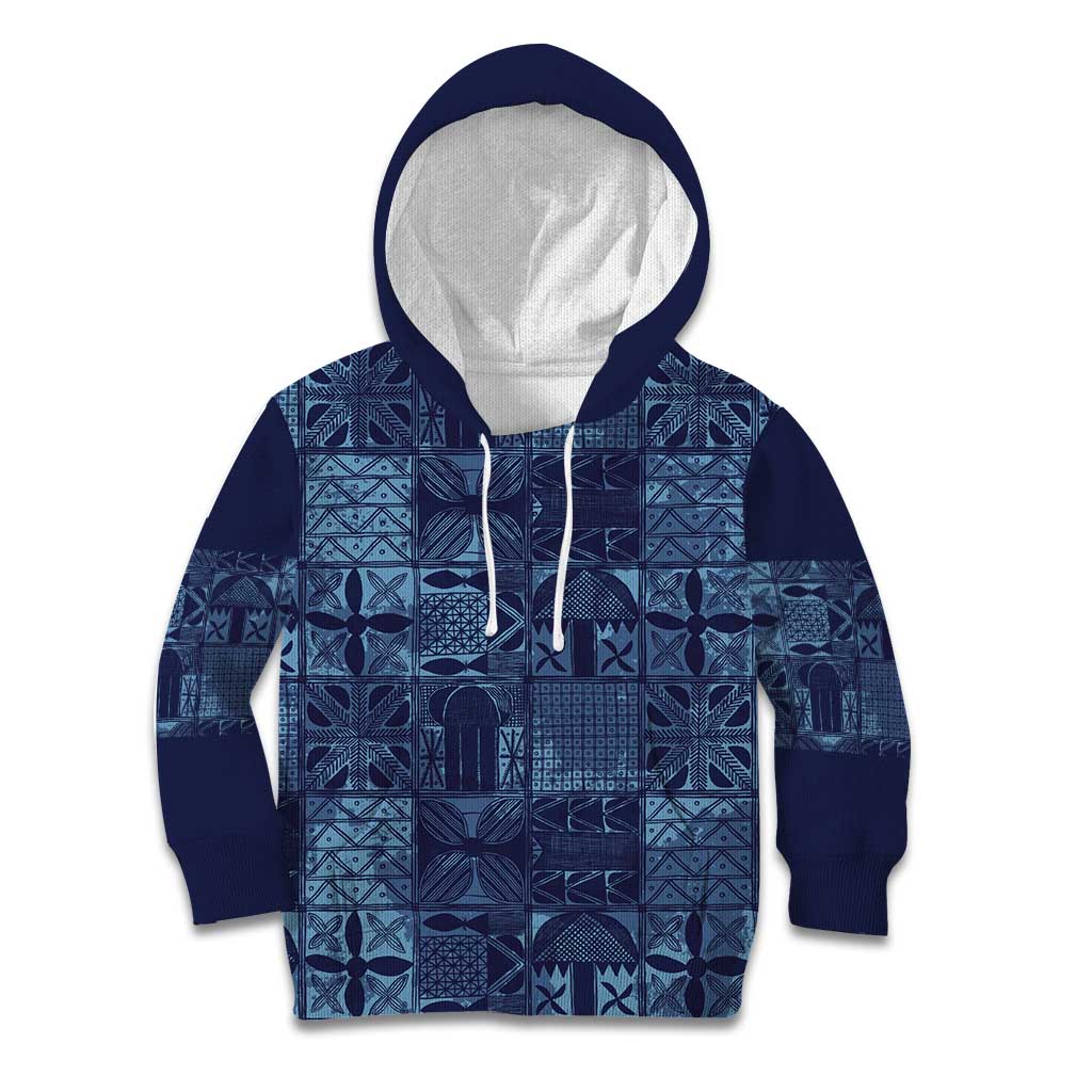Yoruba Adire Eleko Patterns Kid Hoodie Indigo Vintage
