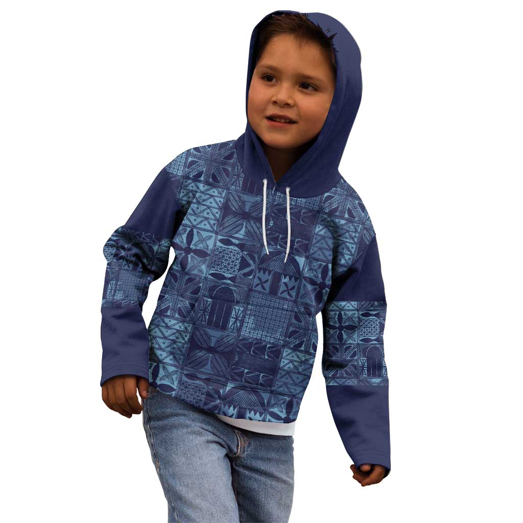 Yoruba Adire Eleko Patterns Kid Hoodie Indigo Vintage