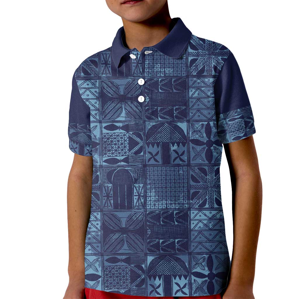 Yoruba Adire Eleko Patterns Kid Polo Shirt Indigo Vintage