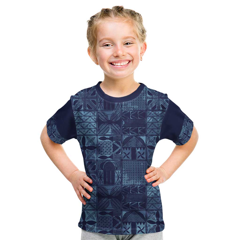 Yoruba Adire Eleko Patterns Kid T Shirt Indigo Vintage