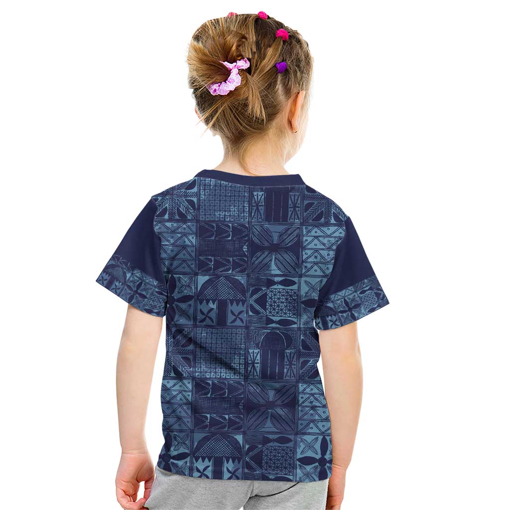 Yoruba Adire Eleko Patterns Kid T Shirt Indigo Vintage