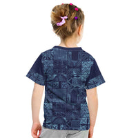 Yoruba Adire Eleko Patterns Kid T Shirt Indigo Vintage