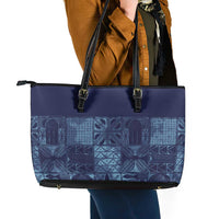 Yoruba Adire Eleko Patterns Leather Tote Bag Indigo Vintage