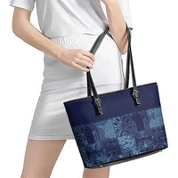 Yoruba Adire Eleko Patterns Leather Tote Bag Indigo Vintage