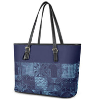 Yoruba Adire Eleko Patterns Leather Tote Bag Indigo Vintage