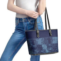 Yoruba Adire Eleko Patterns Leather Tote Bag Indigo Vintage