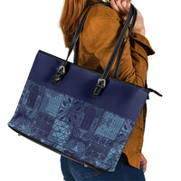 Yoruba Adire Eleko Patterns Leather Tote Bag Indigo Vintage