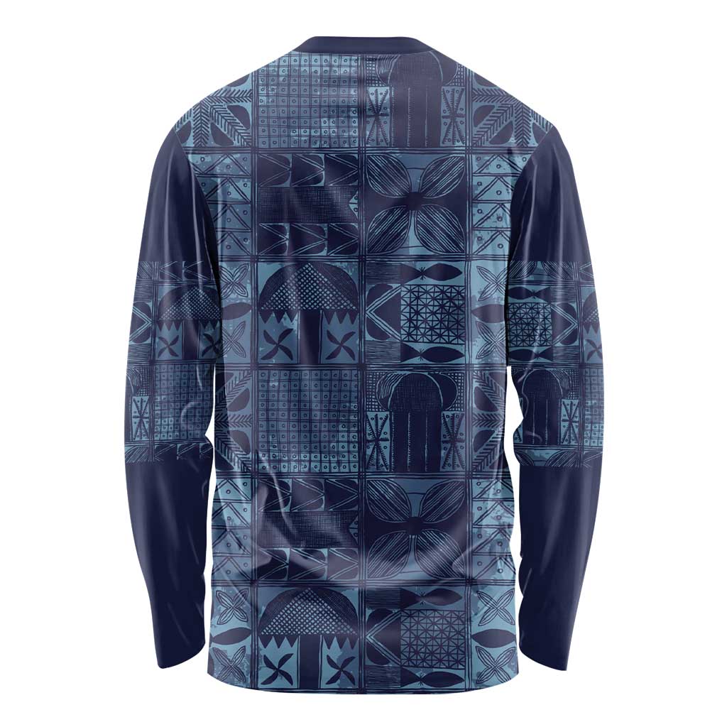 Yoruba Adire Eleko Patterns Long Sleeve Shirt Indigo Vintage