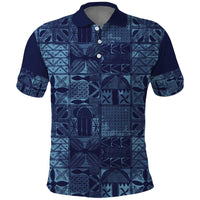 Yoruba Adire Eleko Patterns Polo Shirt Indigo Vintage