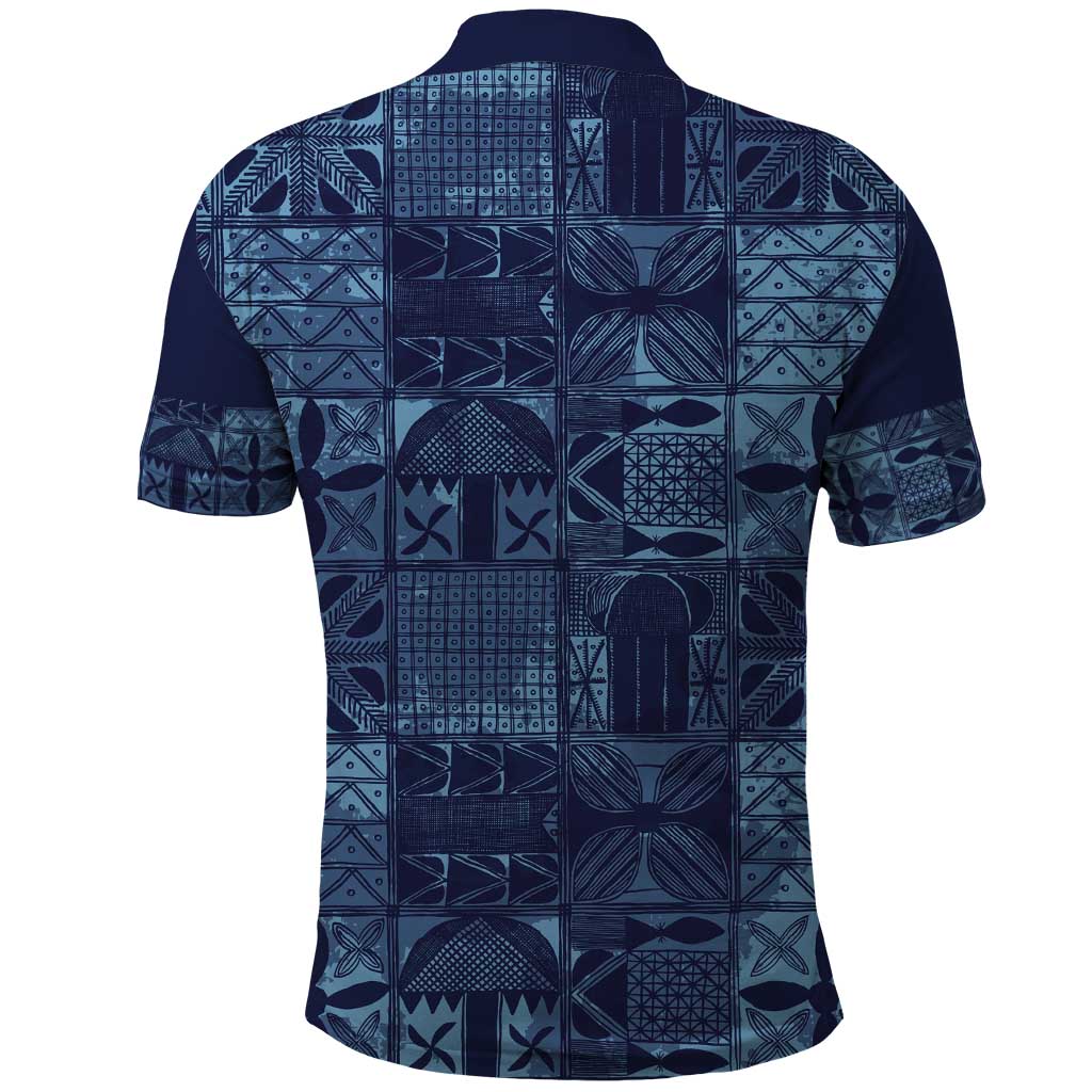 Yoruba Adire Eleko Patterns Polo Shirt Indigo Vintage
