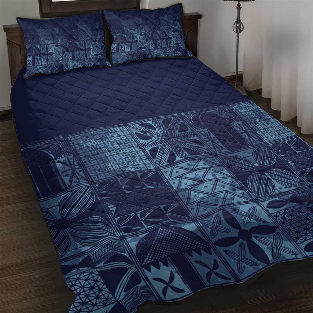 Yoruba Adire Eleko Patterns Quilt Bed Set Indigo Vintage