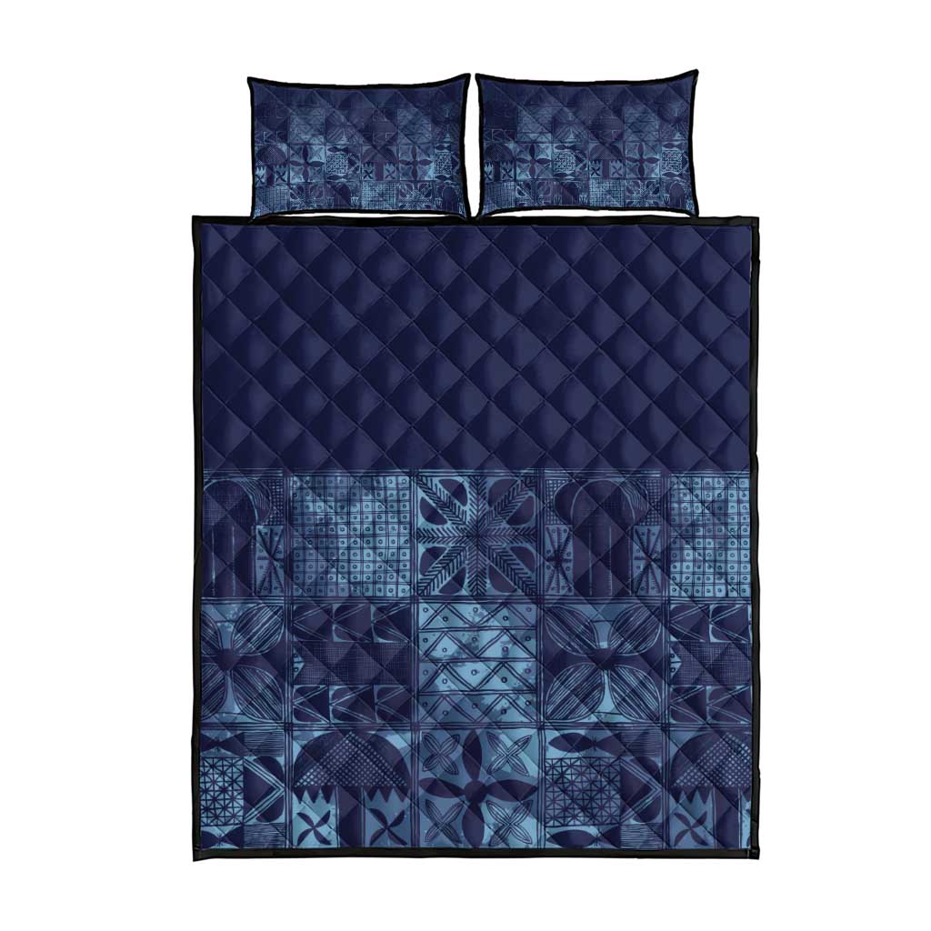Yoruba Adire Eleko Patterns Quilt Bed Set Indigo Vintage
