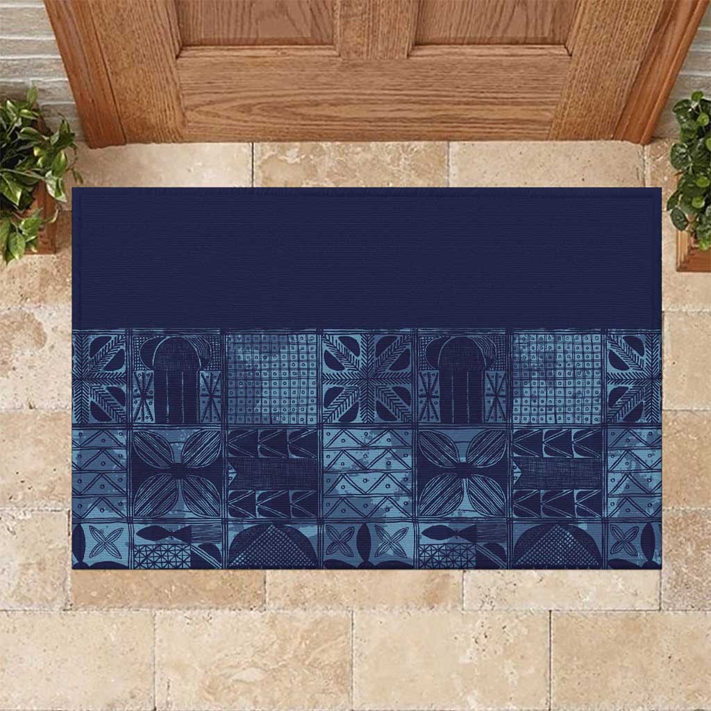 Yoruba Adire Eleko Patterns Rubber Doormat Indigo Vintage