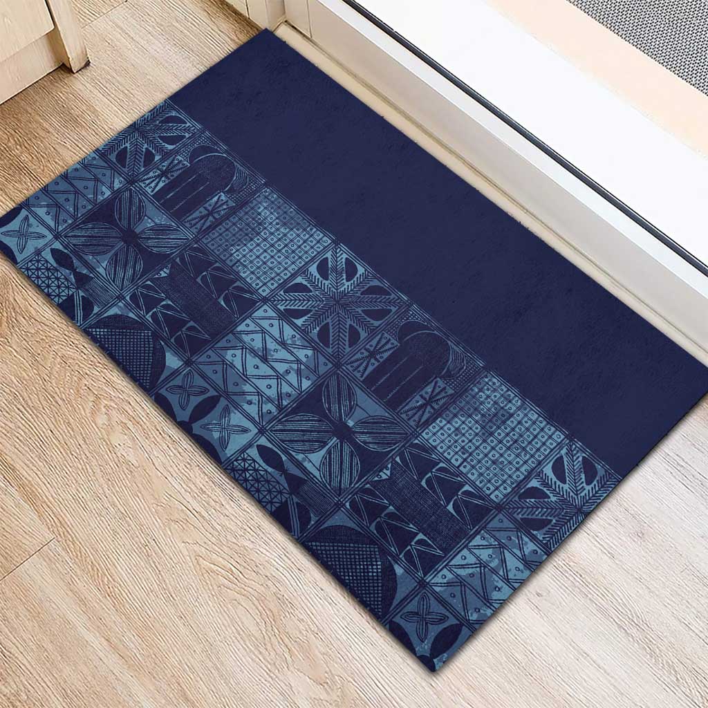 Yoruba Adire Eleko Patterns Rubber Doormat Indigo Vintage
