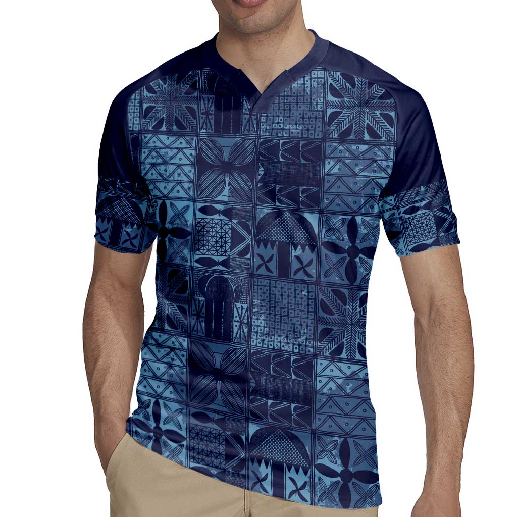 Yoruba Adire Eleko Patterns Rugby Jersey Indigo Vintage