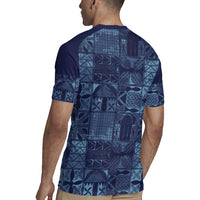 Yoruba Adire Eleko Patterns Rugby Jersey Indigo Vintage