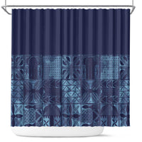 Yoruba Adire Eleko Patterns Shower Curtain Indigo Vintage
