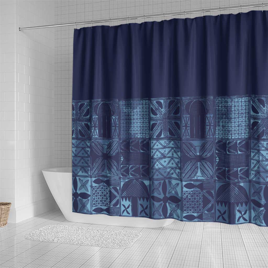 Yoruba Adire Eleko Patterns Shower Curtain Indigo Vintage