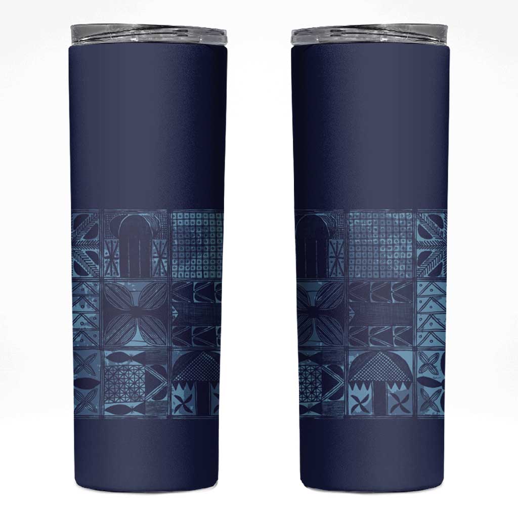 Yoruba Adire Eleko Patterns Skinny Tumbler Indigo Vintage