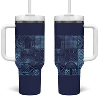 Yoruba Adire Eleko Patterns Tumbler With Handle Indigo Vintage