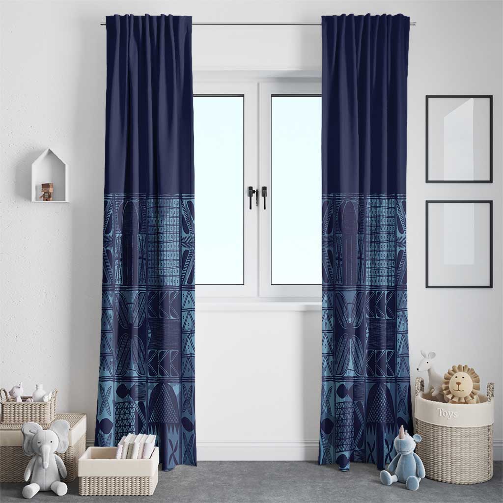 Yoruba Adire Eleko Patterns Window Curtain Indigo Vintage