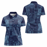 Yoruba Adire Eleko Patterns Women Polo Shirt Indigo Vintage