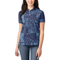 Yoruba Adire Eleko Patterns Women Polo Shirt Indigo Vintage