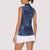 Yoruba Adire Eleko Patterns Women Sleeveless Polo Shirt Indigo Vintage