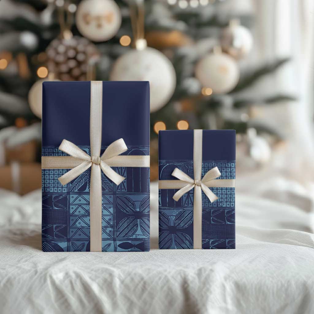 Yoruba Adire Eleko Patterns Wrapping Paper Indigo Vintage