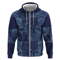 Yoruba Adire Eleko Patterns Zip Hoodie Indigo Vintage