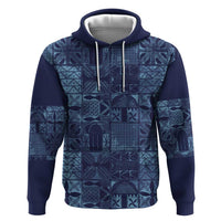 Yoruba Adire Eleko Patterns Zip Hoodie Indigo Vintage