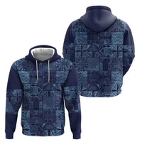 Yoruba Adire Eleko Patterns Zip Hoodie Indigo Vintage
