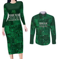 Nigeria Yoruba Adire Patterns Couples Matching Long Sleeve Bodycon Dress and Long Sleeve Button Shirt Proud To Be Naija