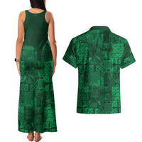 Nigeria Yoruba Adire Patterns Couples Matching Tank Maxi Dress and Hawaiian Shirt Proud To Be Naija