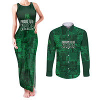 Nigeria Yoruba Adire Patterns Couples Matching Tank Maxi Dress and Long Sleeve Button Shirt Proud To Be Naija