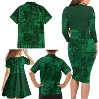 Nigeria Yoruba Adire Patterns Family Matching Long Sleeve Bodycon Dress and Hawaiian Shirt Proud To Be Naija