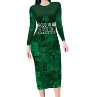 Nigeria Yoruba Adire Patterns Family Matching Long Sleeve Bodycon Dress and Hawaiian Shirt Proud To Be Naija