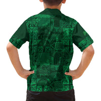 Nigeria Yoruba Adire Patterns Family Matching Off The Shoulder Long Sleeve Dress and Hawaiian Shirt Proud To Be Naija