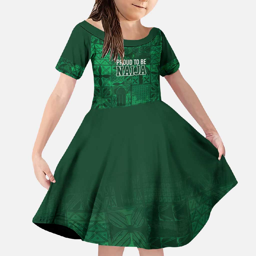 Nigeria Yoruba Adire Patterns Family Matching Off Shoulder Maxi Dress and Hawaiian Shirt Proud To Be Naija