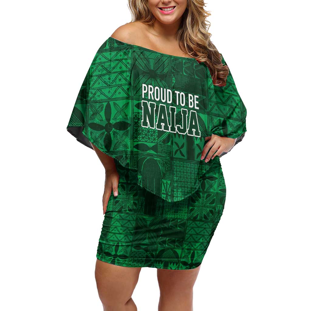 Nigeria Yoruba Adire Patterns Family Matching Off Shoulder Short Dress and Hawaiian Shirt Proud To Be Naija