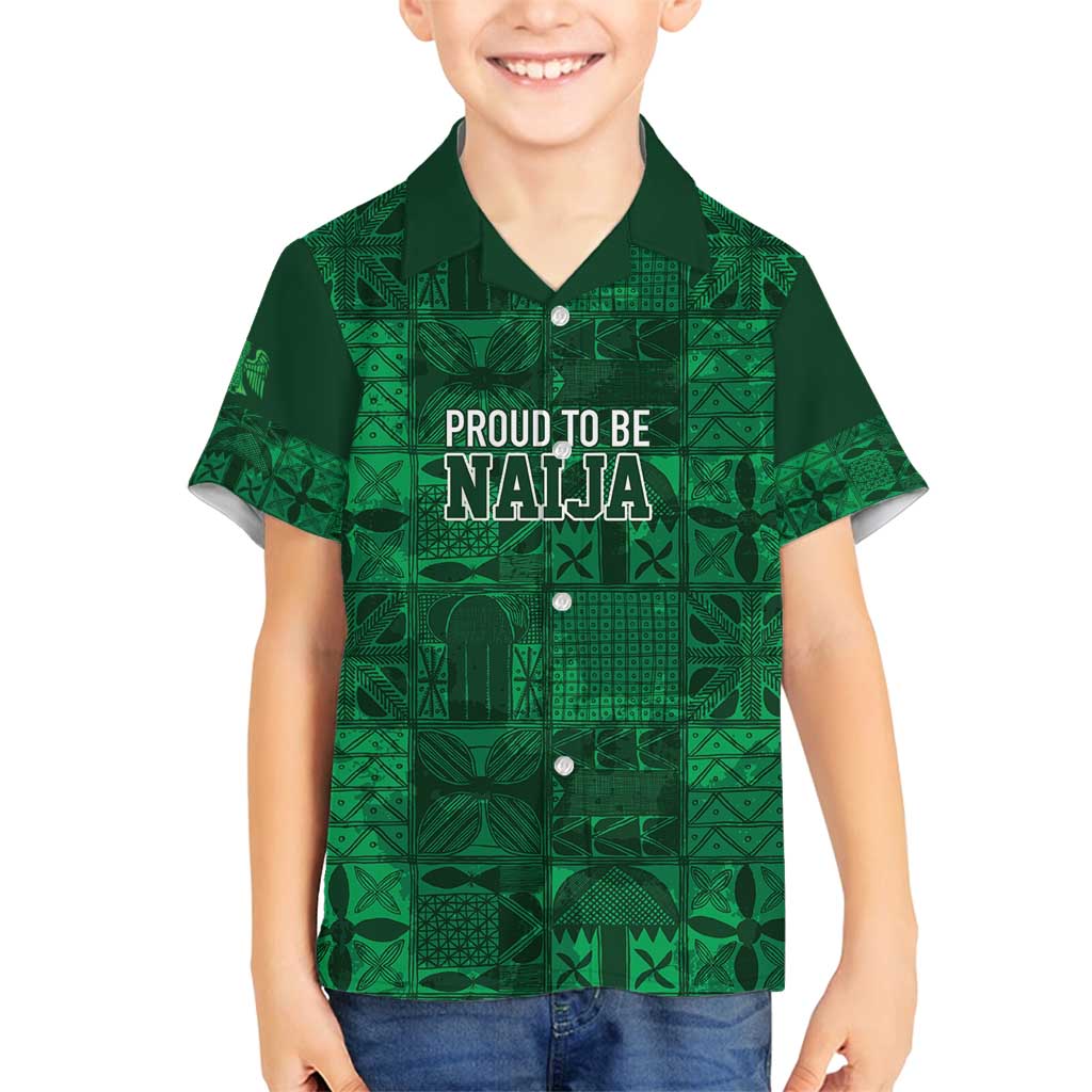 Nigeria Yoruba Adire Patterns Family Matching Off Shoulder Short Dress and Hawaiian Shirt Proud To Be Naija