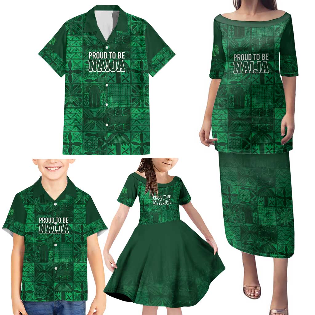 Nigeria Yoruba Adire Patterns Family Matching Puletasi and Hawaiian Shirt Proud To Be Naija