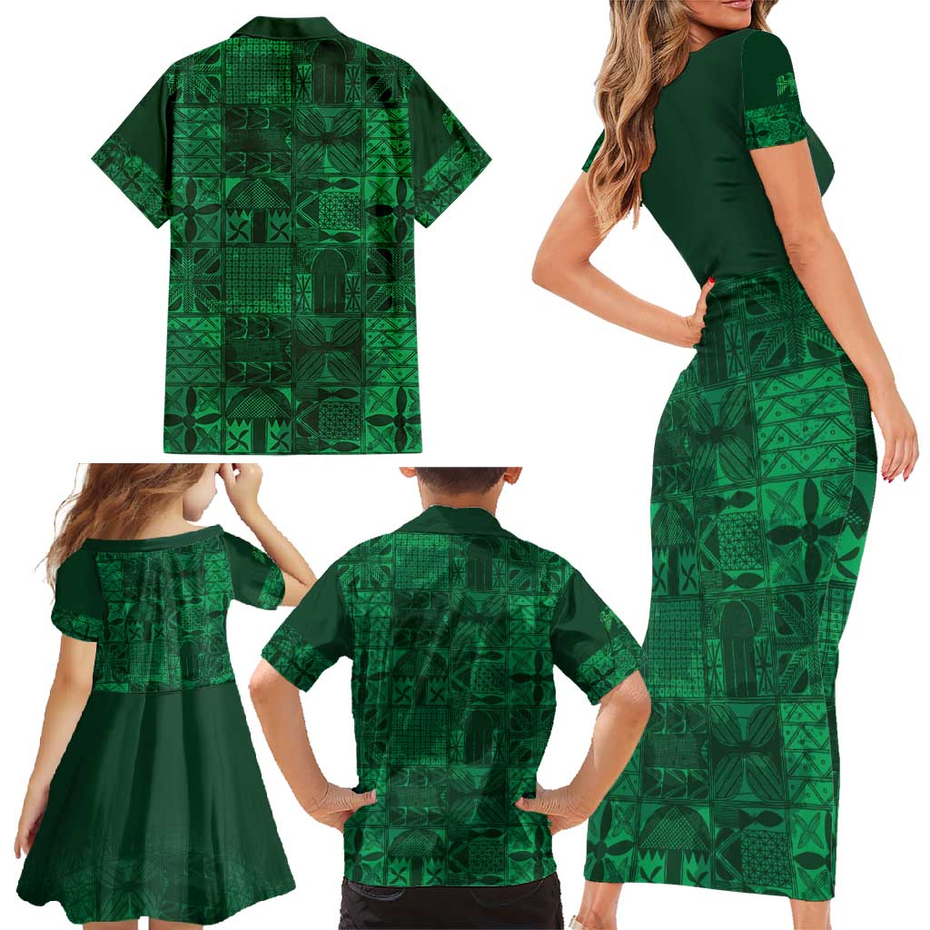 Nigeria Yoruba Adire Patterns Family Matching Short Sleeve Bodycon Dress and Hawaiian Shirt Proud To Be Naija