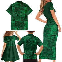Nigeria Yoruba Adire Patterns Family Matching Short Sleeve Bodycon Dress and Hawaiian Shirt Proud To Be Naija