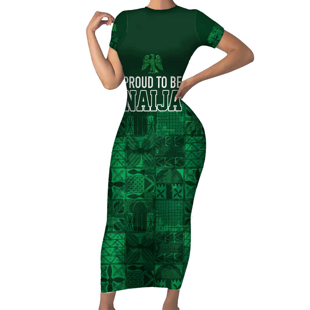 Nigeria Yoruba Adire Patterns Family Matching Short Sleeve Bodycon Dress and Hawaiian Shirt Proud To Be Naija
