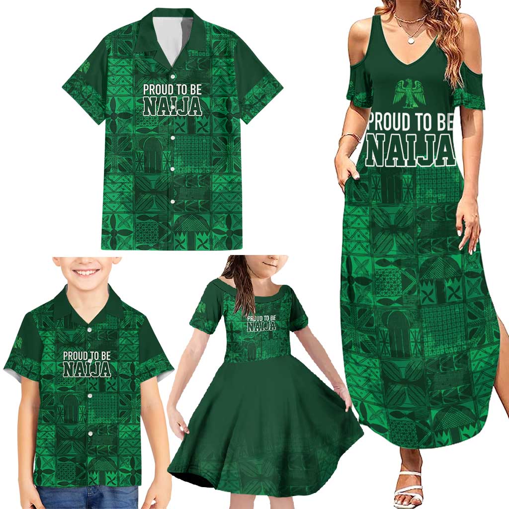 Nigeria Yoruba Adire Patterns Family Matching Summer Maxi Dress and Hawaiian Shirt Proud To Be Naija