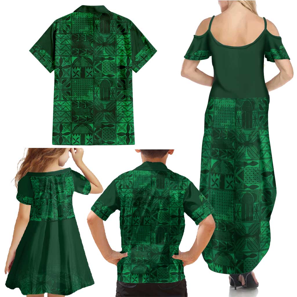 Nigeria Yoruba Adire Patterns Family Matching Summer Maxi Dress and Hawaiian Shirt Proud To Be Naija
